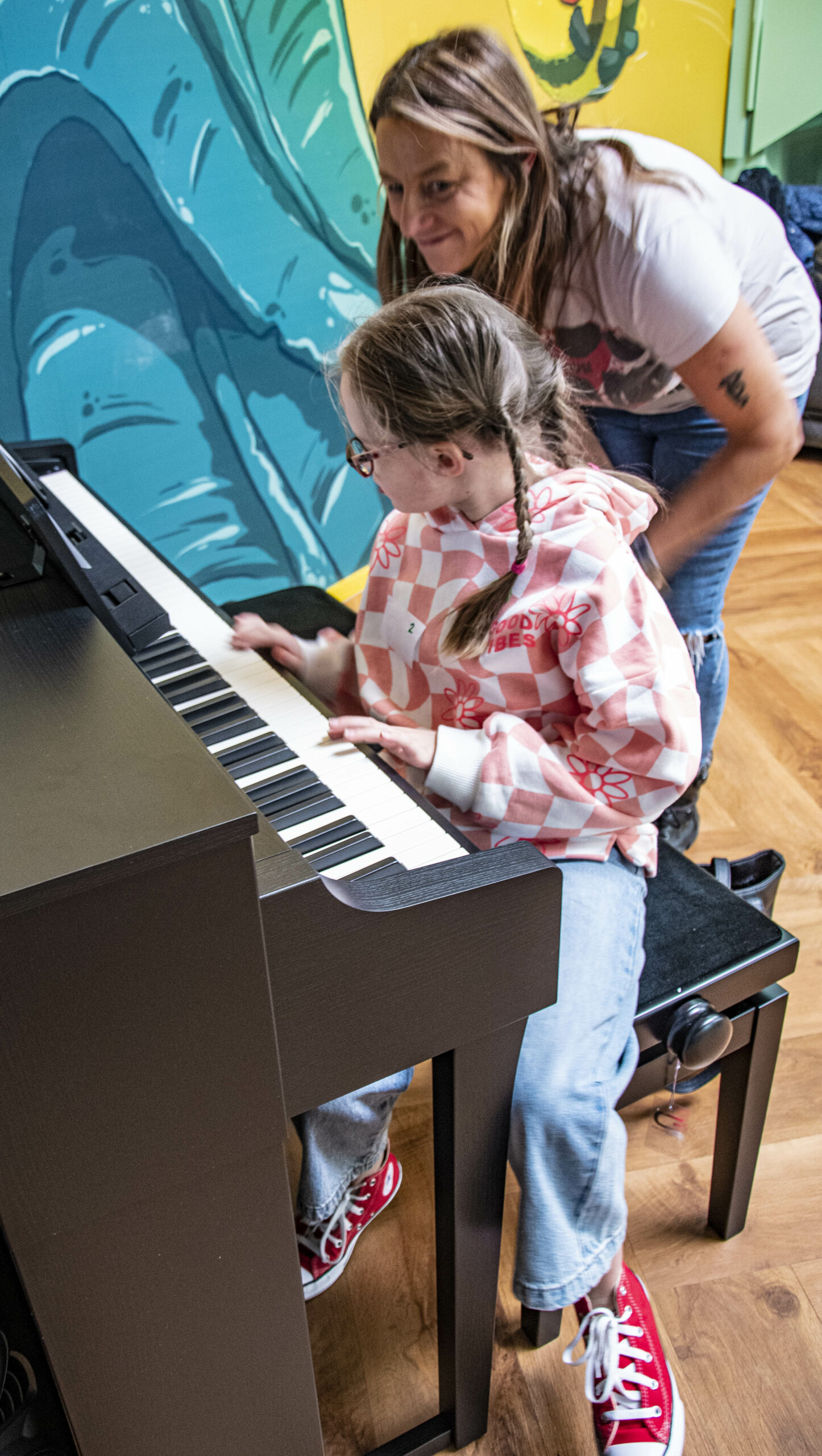 A girl playing piano