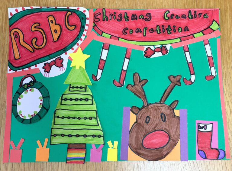 A christmassy collage showing different multi coloures designs on a green background