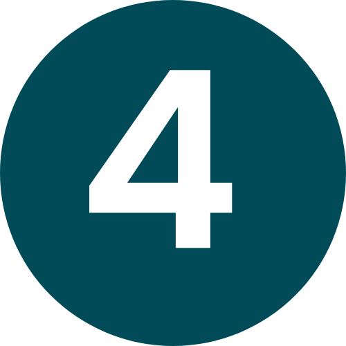 A dark teal circle with the number 4.